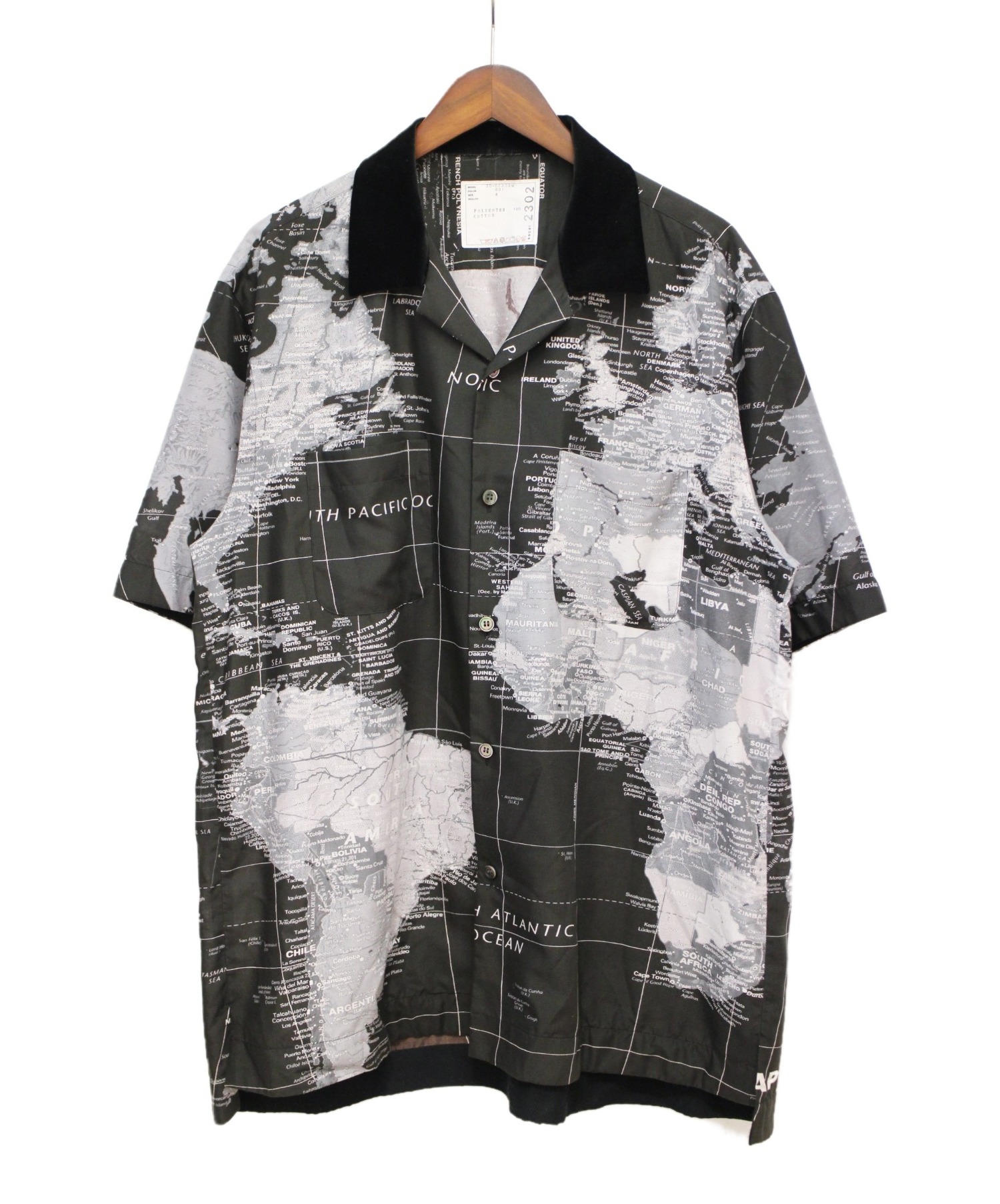 【中古・古着通販】sacai (サカイ) 20SS map of the worldシャツ ブラック サイズ:4｜ブランド・古着通販 トレファ