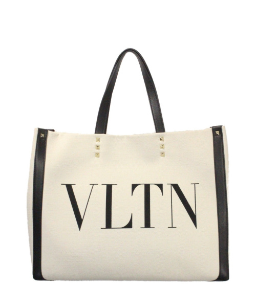 VALENTINO（ヴァレンティノ）VALENTINO (ヴァレンティノ) VLTN キャンバストートバッグ クリームの古着・服飾アイテム