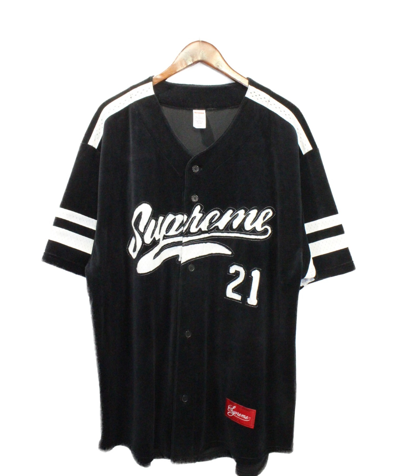 【中古・古着通販】Supreme (シュプリーム) Velour Baseball Jersey ブラック サイズ:XL｜ブランド・古着通販
