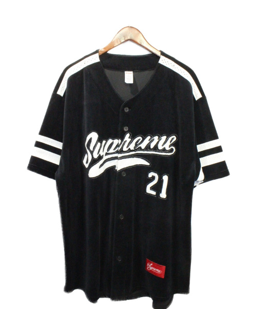 SUPREME（シュプリーム）Supreme (シュプリーム) Velour Baseball Jersey ブラック サイズ:XLの古着・服飾アイテム