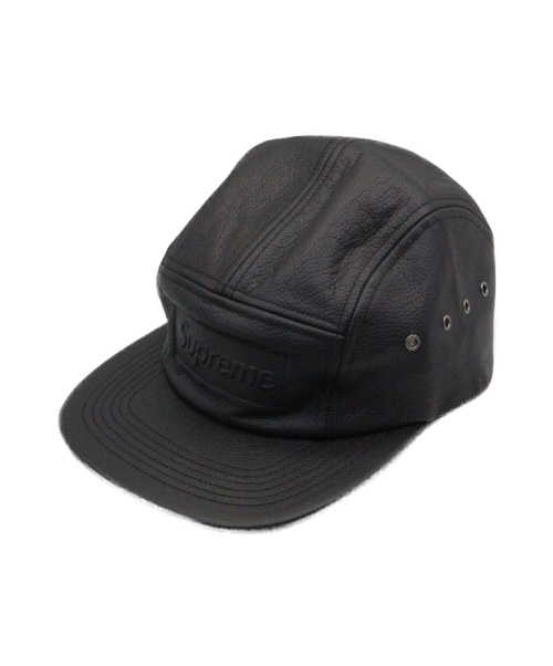 SUPREME（シュプリーム）SUPREME (シュプリーム) Pebbled Leather Camp Cap ブラック サイズ:-の古着・服飾アイテム
