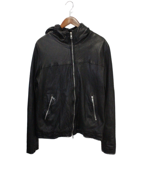 GIORGIO BRATO（ジョルジョブラッド）GIORGIO BRATO (ジョルジオブラッド) Hooded Leather Jacket ブラック サイズ:48の古着・服飾アイテム
