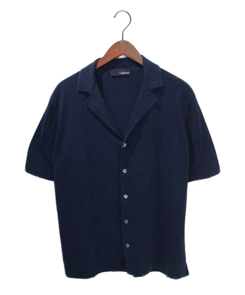 LARDINI（ラルディーニ）LARDINI (ラルディーニ) コットンミラノリブリゾット ラペルドニットシャツ ネイビー サイズ:48の古着・服飾アイテム