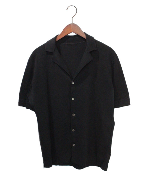 LARDINI（ラルディーニ）LARDINI (ラルディーニ) コットンミラノリブリゾット ラペルドニットシャツ ブラック サイズ:48の古着・服飾アイテム