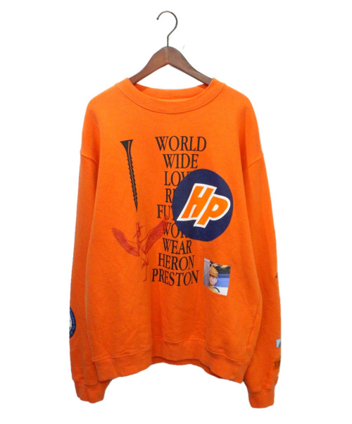 HERON PRESTON（ヘロンプレストン）HERON PRESTON (ヘロンプレストン) COLLAGE Sweatshirt  オレンジ サイズ:Ｌの古着・服飾アイテム