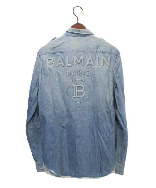 BALMAIN（バルマン）BALMAIN (バルマン) バックロゴデニムシャツ インディゴ サイズ:39の古着・服飾アイテム