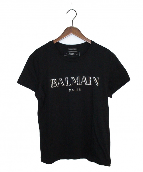 BALMAIN（バルマン）BALMAIN (バルマン) Metallic Logo T-shirt ブラック サイズ:Lの古着・服飾アイテム