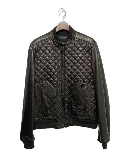 GUCCI（グッチ）GUCCI (グッチ) キルティングライダースレザージャケット ブラック サイズ:50の古着・服飾アイテム