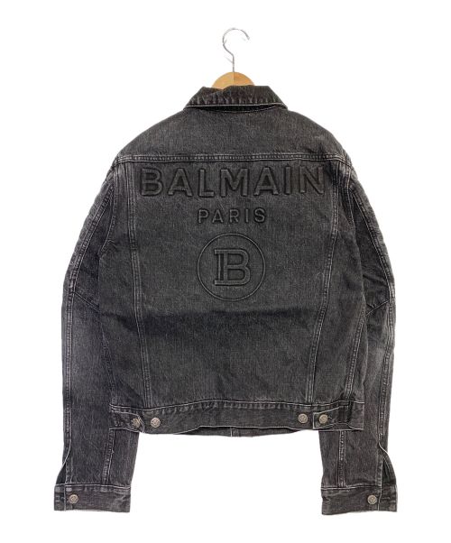 BALMAIN（バルマン）BALMAIN (バルマン) エンボスロゴ バイカーデニムジャケット ブラック サイズ:50の古着・服飾アイテム