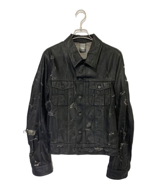 DIOR HOMME（ディオール オム）DIOR HOMME (ディオール オム) デストロイコーティングデニムジャケット ブラック サイズ:48の古着・服飾アイテム