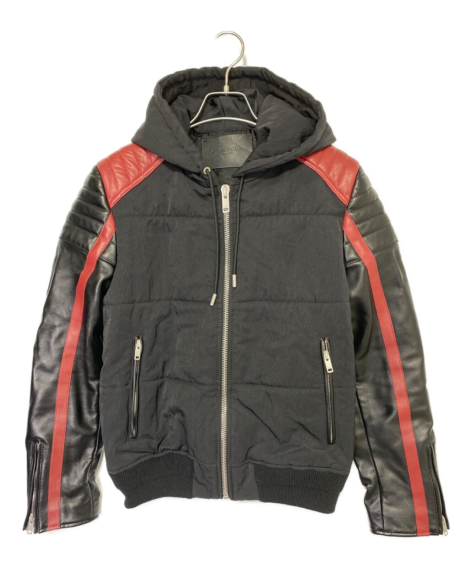 GIVENCHY (ジバンシィ) hooded contrasting sleeve jacket ブラック サイズ:44