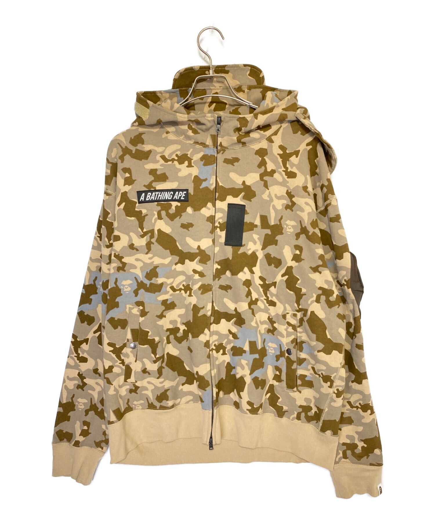A BATHING APE (ア ベイシング エイプ) SAND CAMO MILITARY RELAXED FIT FULL ZIP MASK  HOODIE カーキ サイズ:XL