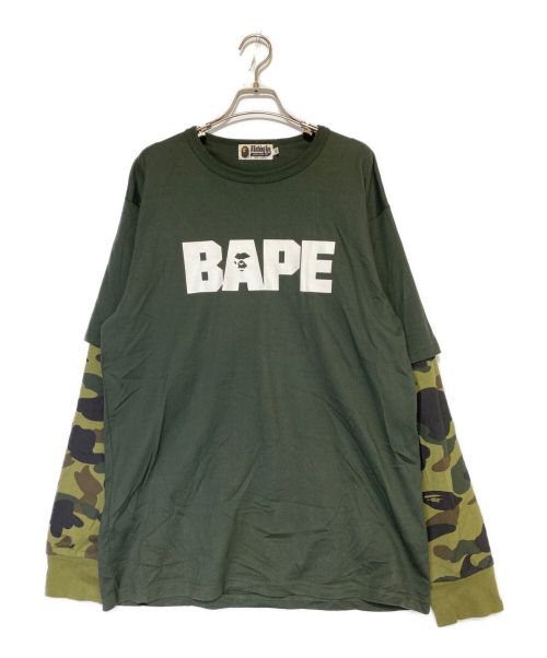A BATHING APE（アベイシングエイプ）A BATHING APE (ア ベイシング エイプ) 長袖Tシャツ グリーン サイズ:XLの古着・服飾アイテム