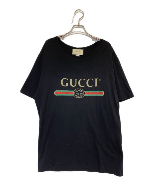 GUCCI（グッチ）GUCCI (グッチ) ロゴ ウォッシュドオーバーサイズ Tシャツ ブラック サイズ:XLの古着・服飾アイテム
