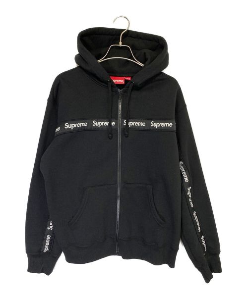 SUPREME（シュプリーム）SUPREME (シュプリーム) Text Stripe Zip Up Hooded Sweatshirt ブラック サイズ:Sの古着・服飾アイテム