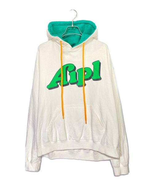 Aipl（エイプル）Aipl (エイプル) パーカー ホワイト×グリーン サイズ:Lの古着・服飾アイテム