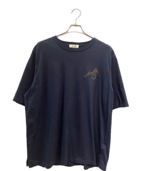 HERMES（エルメス）HERMES (エルメス) レザーパッチTシャツ ネイビー サイズ:XXLの古着・服飾アイテム