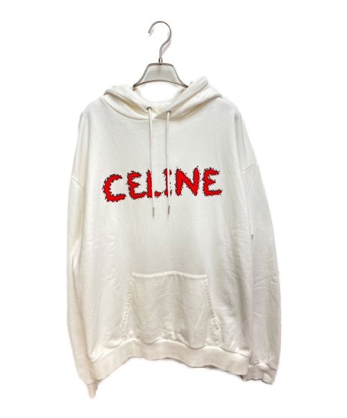 CELINE（セリーヌ）CELINE (セリーヌ) 23SS ラインストーン入りフーディー ホワイト サイズ:XXLの古着・服飾アイテム