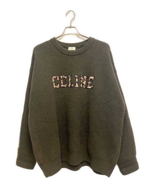 CELINE（セリーヌ）CELINE (セリーヌ) 22AW OVERSIZED CELINE SWEATER IN RIBBED WOOL オリーブ サイズ:Lの古着・服飾アイテム