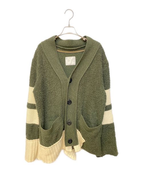 sacai（サカイ）sacai (サカイ) Wool Knit Cardigan オリーブ サイズ:2の古着・服飾アイテム
