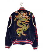 GUCCIグッチ）の古着「GUCCI DSM SPECIAL WASHED VELVET OVER BUTTONS BOMBER JACKET」｜ネイビー