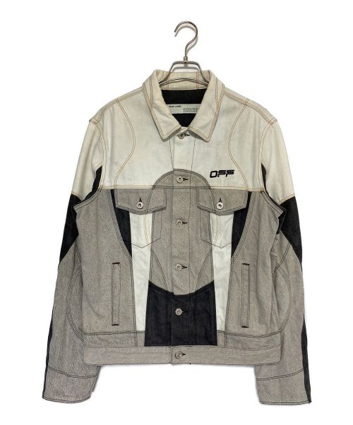 OFFWHITE（オフホワイト）OFFWHITE (オフホワイト) 再構築デニムジャケット ホワイト×グレー サイズ:SIZE Lの古着・服飾アイテム