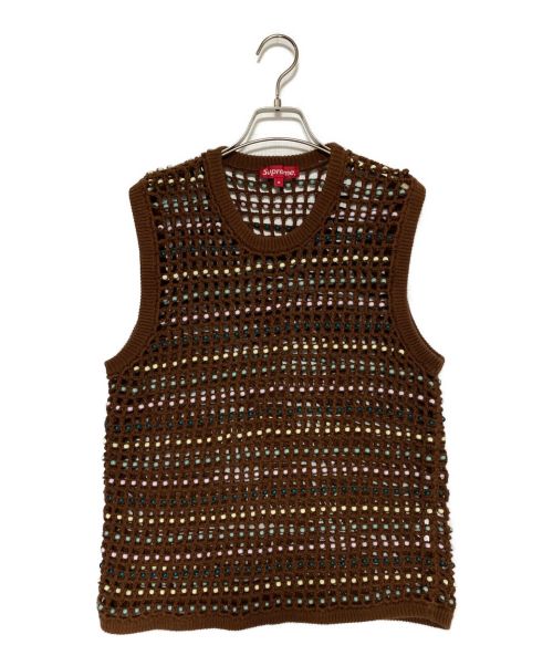 SUPREME（シュプリーム）SUPREME (シュプリーム) Beaded Sweater Vest ブラウン サイズ:Mの古着・服飾アイテム