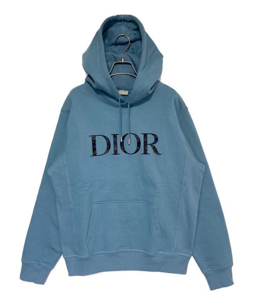 Dior（ディオール）Dior (ディオール) ロゴ刺繍パーカー ブルー サイズ:Mの古着・服飾アイテム