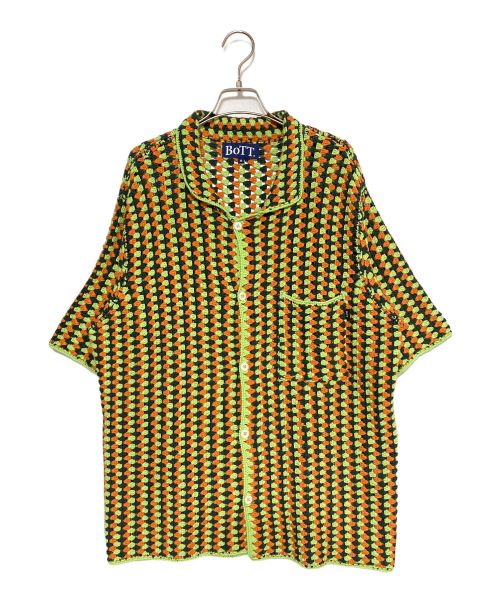 BoTT（ボット）BoTT (ボット) ニットシャツ オレンジ×グリーン サイズ:Mの古着・服飾アイテム