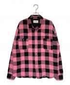 MAYOメイヨー）の古着「BONES Embroidery Check Shirt」｜ピンク