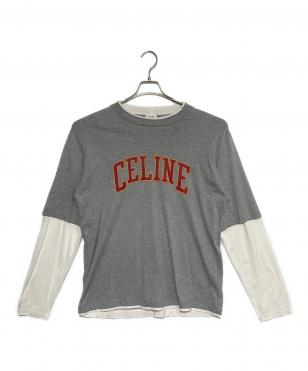 ロゴプリント レイヤード クルーネック長袖Tシャツ
