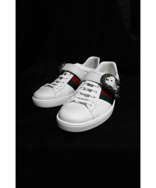 中古 古着通販 Gucci グッチ 17aw ベルトスニーカー ホワイト サイズ 61 2 ブランド 古着通販 トレファク公式 Trefac Fashion