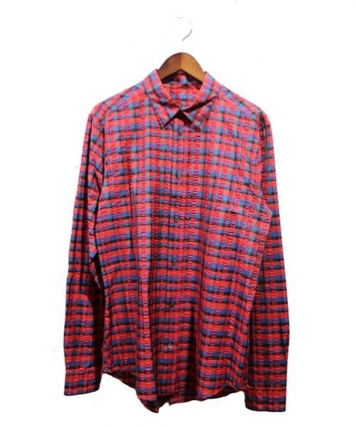 LOUIS VUITTON（ルイ ヴィトン）LOUIS VUITTON (ルイ・ヴィトン) シルクチェックシャツ レッド サイズ:XLの古着・服飾アイテム