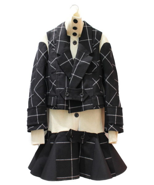 sacai（サカイ）sacai (サカイ) ドッキングワンピース ブラック サイズ:1の古着・服飾アイテム