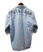 BALENCIAGAバレンシアガ）の古着「19SS/ロゴショートスリーブデニムシャツ」｜インディゴ