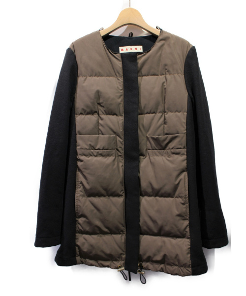 MARNI（マルニ）MARNI (マルニ) ドッキングダウンコート ブラウン×ブラック サイズ:38の古着・服飾アイテム