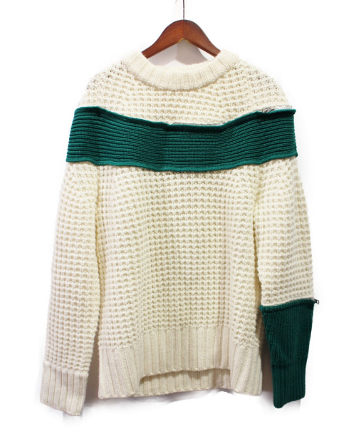 sacai（サカイ）sacai (サカイ) 19AW ジップ切替セーター アイボリー サイズ:1の古着・服飾アイテム
