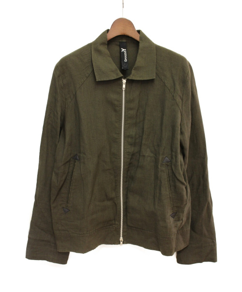 GROUND Y（グラウンドワイ）GROUND Y (グランド ワイ) 20SS Linen Cross Jacket オリーブ サイズ:3の古着・服飾アイテム
