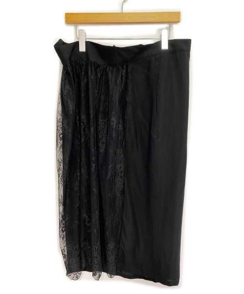 Y's（ワイズ）Y's (ワイズ) レース切替ロングスカート ブラック サイズ:2の古着・服飾アイテム