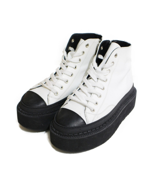 Y's（ワイズ）Y's (ワイズ) 厚底ブーツ ホワイト×ブラック サイズ:4の古着・服飾アイテム