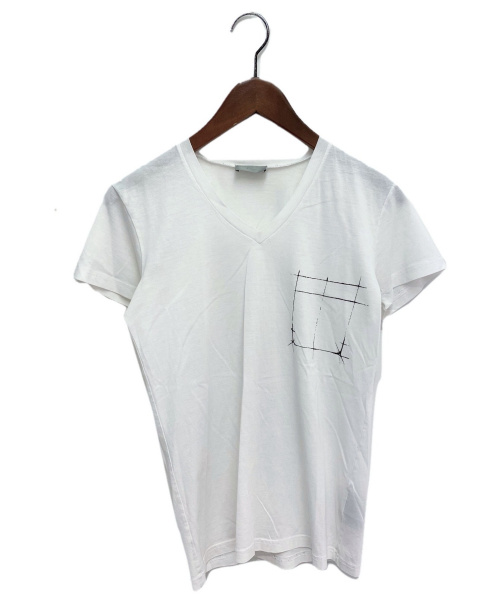 DIOR HOMME（ディオール オム）DIOR HOMME (ディオール オム) VネックプリントTシャツ ホワイト サイズ:XSの古着・服飾アイテム