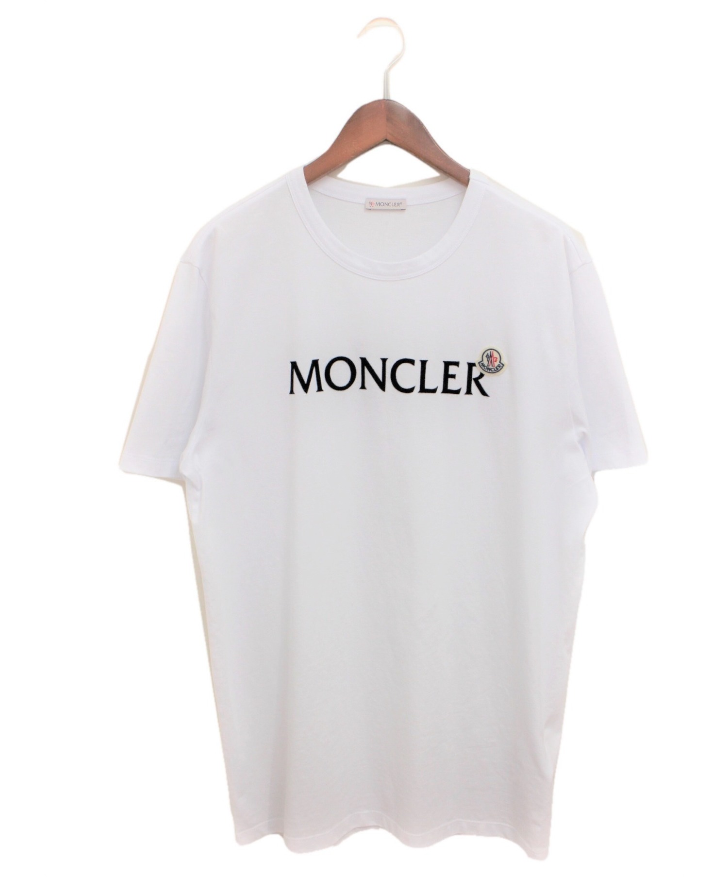 モンクレール Tシャツ 白 ロゴ モンクレ サイドロゴ-