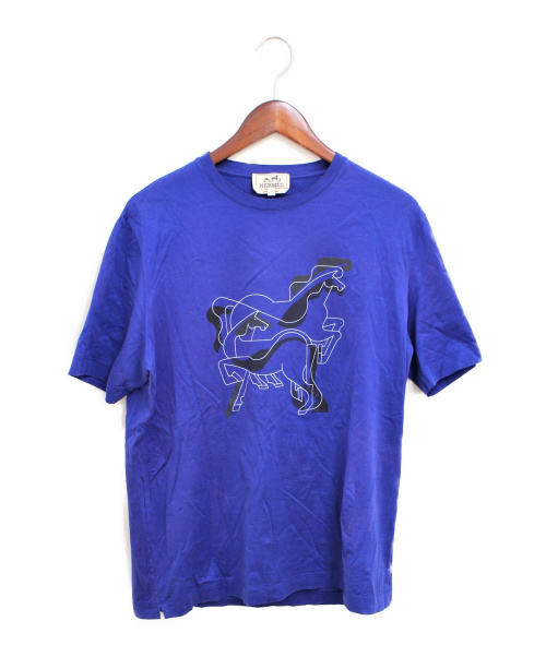 HERMES（エルメス）HERMES (エルメス) ホースプリントTシャツ ブルー サイズ:Mの古着・服飾アイテム