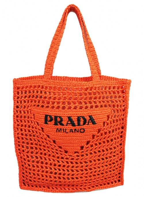 PRADA（プラダ）PRADA (プラダ) 21SS ラフィアトートバッグ オレンジ サイズ:-の古着・服飾アイテム
