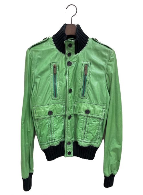 GUCCI（グッチ）GUCCI (グッチ) レザージャケット グリーン サイズ:46の古着・服飾アイテム