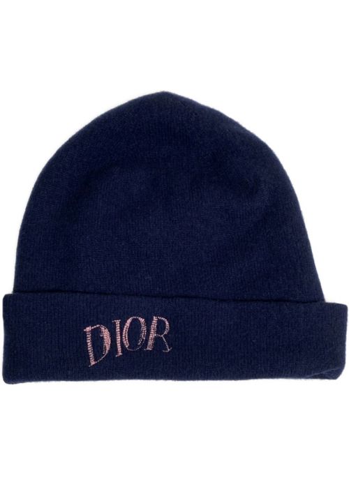 Dior（ディオール）Dior (ディオール) 20SS カシミアロゴ刺繍ニットキャップ ネイビー サイズ:Mの古着・服飾アイテム