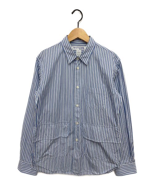 COMME des GARCONS SHIRT BOY（コムデギャルソンシャツ ボーイ）COMME des GARCONS SHIRT BOY (コムデギャルソンシャツ ボーイ) oversized pockets striped shirt スカイブルー サイズ:Mの古着・服飾アイテム