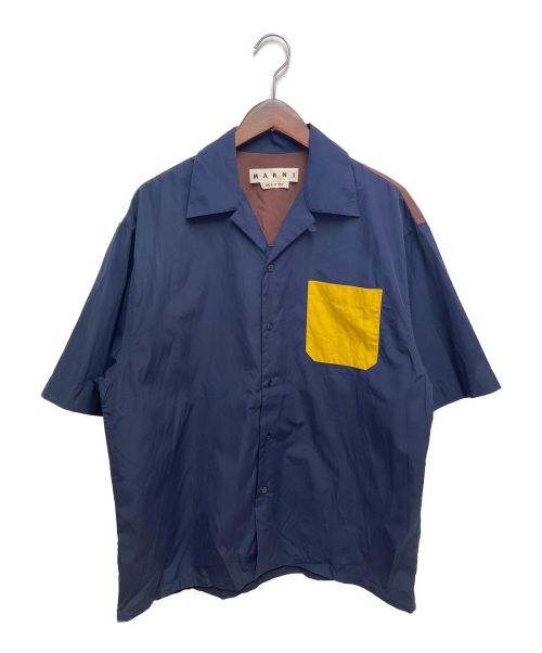 MARNI（マルニ）MARNI (マルニ) 切替オープンカラーシャツ ネイビー サイズ:46の古着・服飾アイテム
