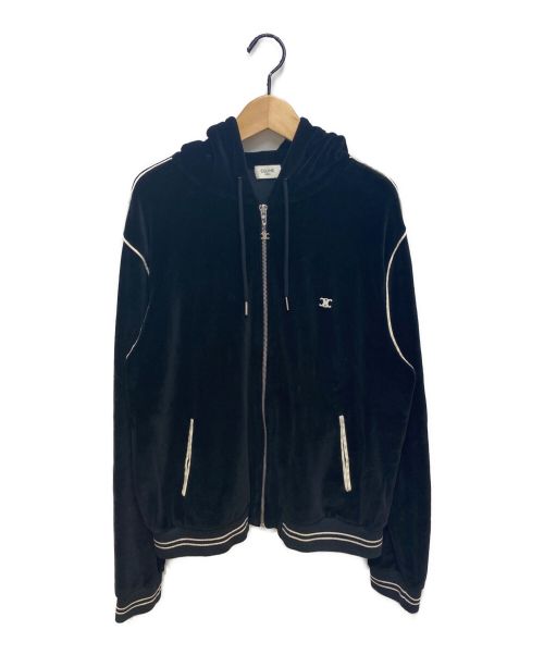 CELINE（セリーヌ）CELINE (セリーヌ) Triomphe Hooded Sweatshirt / Velvet Jersey ブラック サイズ:XLの古着・服飾アイテム