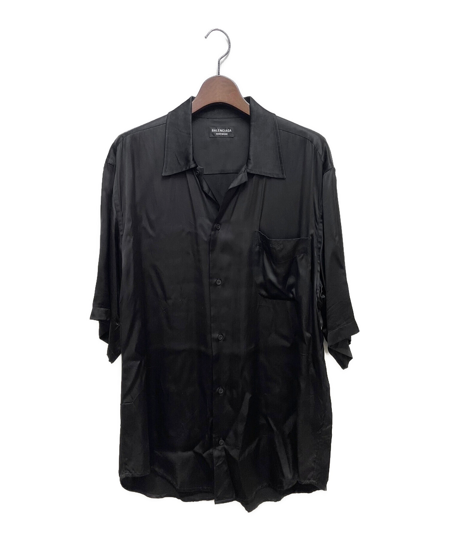 BALENCIAGA (バレンシアガ) オープンカラーシャツ ブラック サイズ:36